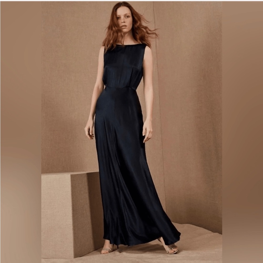 Anthropologie x BHLDN Ghost London Alexia Formal Maxi Column Gown Dress Blue